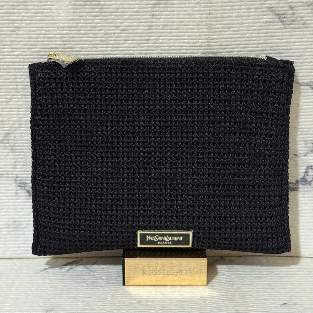 Yves Saint Laurent Black Woven Cosmetic Pouch